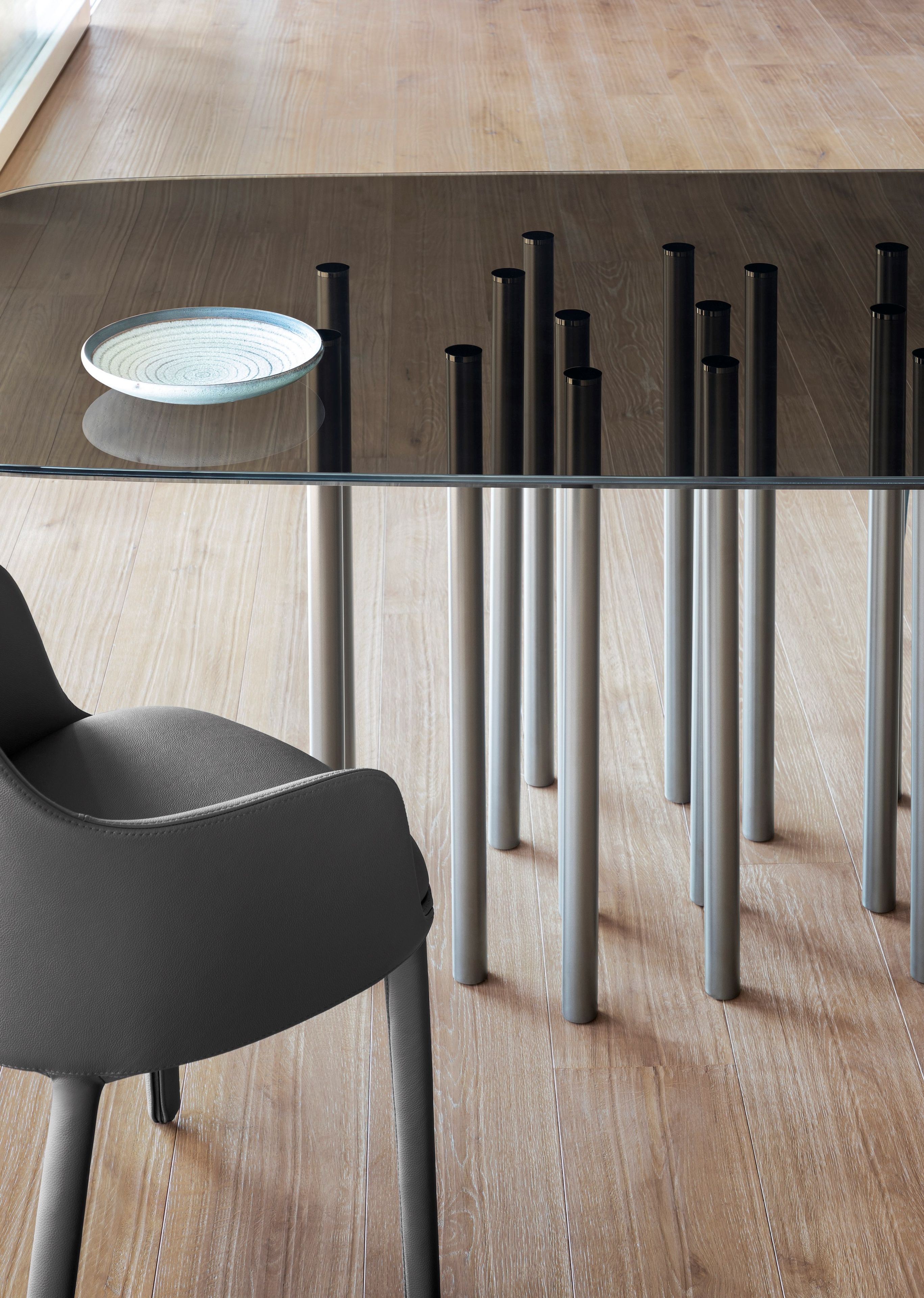 Стальной и стеклянный бочковый стол BONALDO MILLE ARCH-00116064 - Вид №3