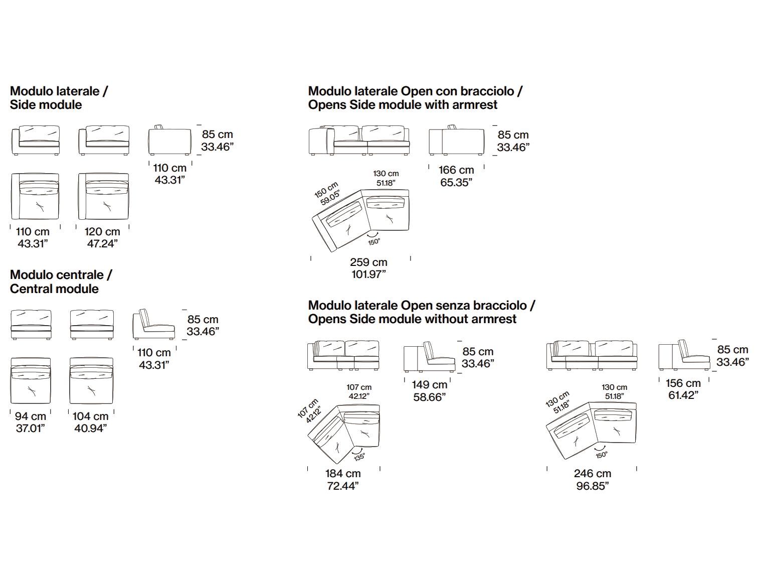 3-местный модульный тканевый диван Pianca NICE ARCH-00031524 - Вид №3