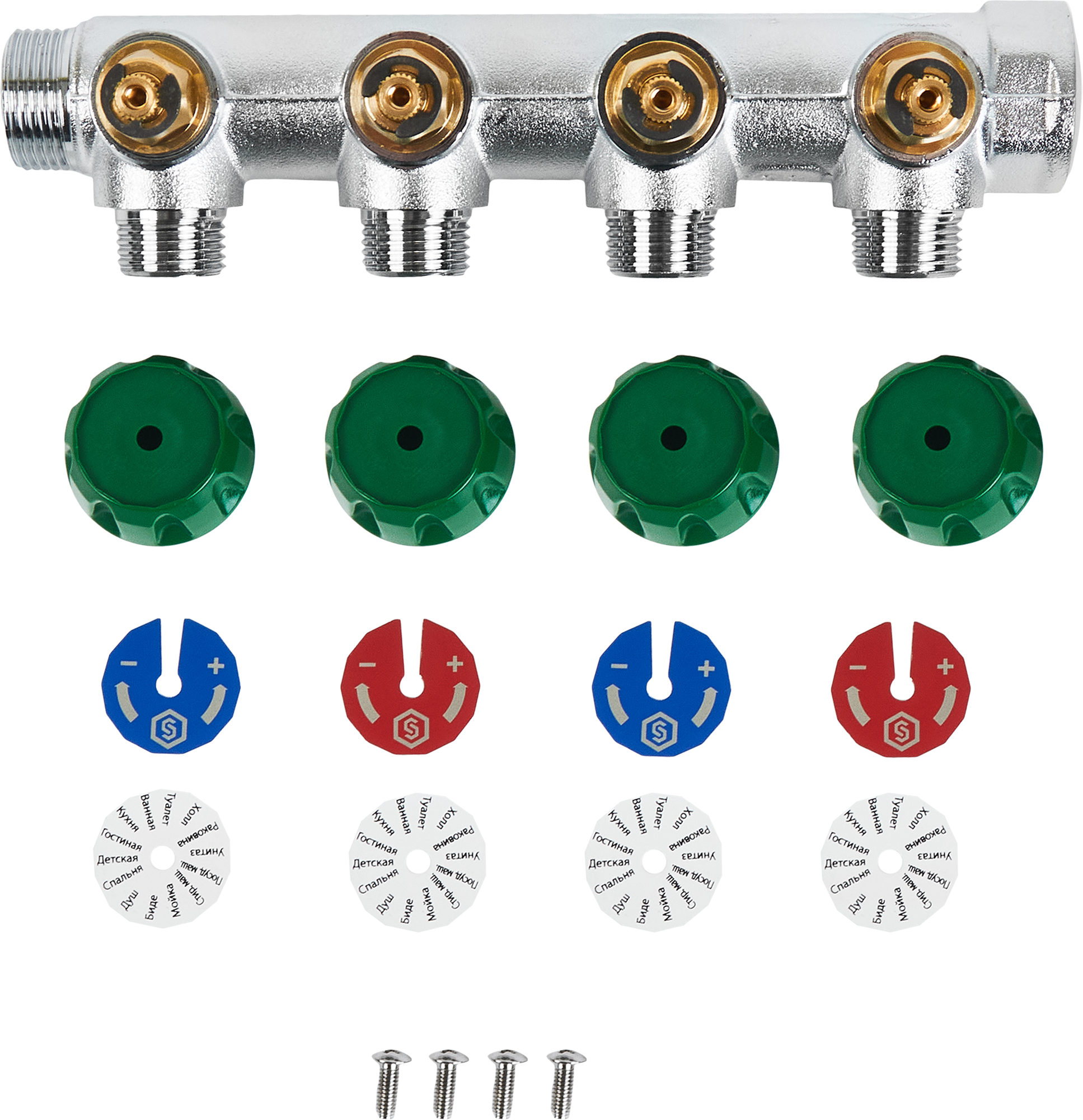 Коллектор распределительный STOUT 4 отвода 3/4"×1/2" для систем отопления 84868373 STLM-0056528 - Вид №4