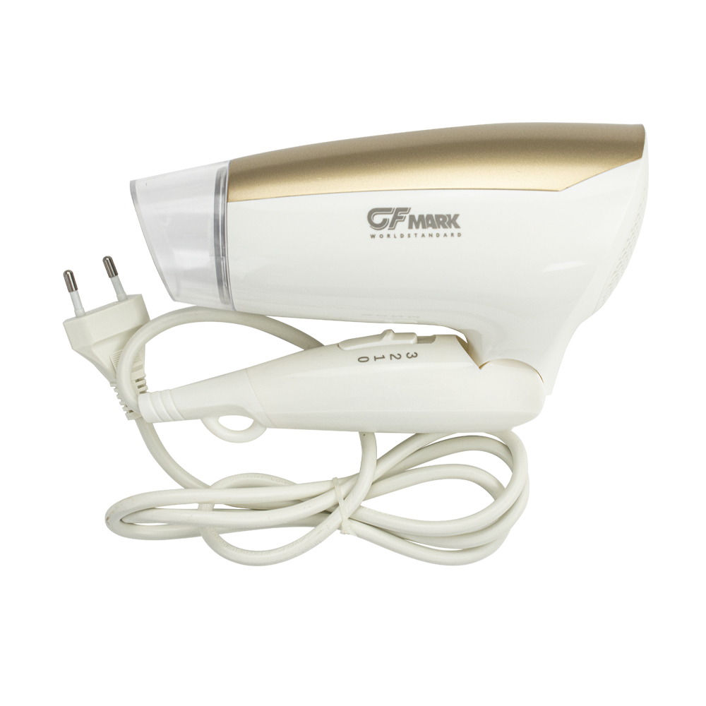 GFmark - Фен для волос в ванную комнату без креплений, ПЕРЕНОСНОЙ, белый с золотом, 1600W, код: 6831  - Вид №7