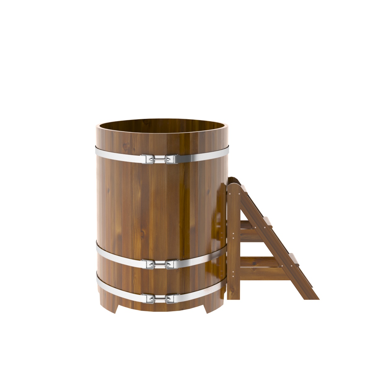 2275 Купель овальная из лиственницы Рустик 0,92х1,66х1,2 морёная Alyarus  - Вид №3