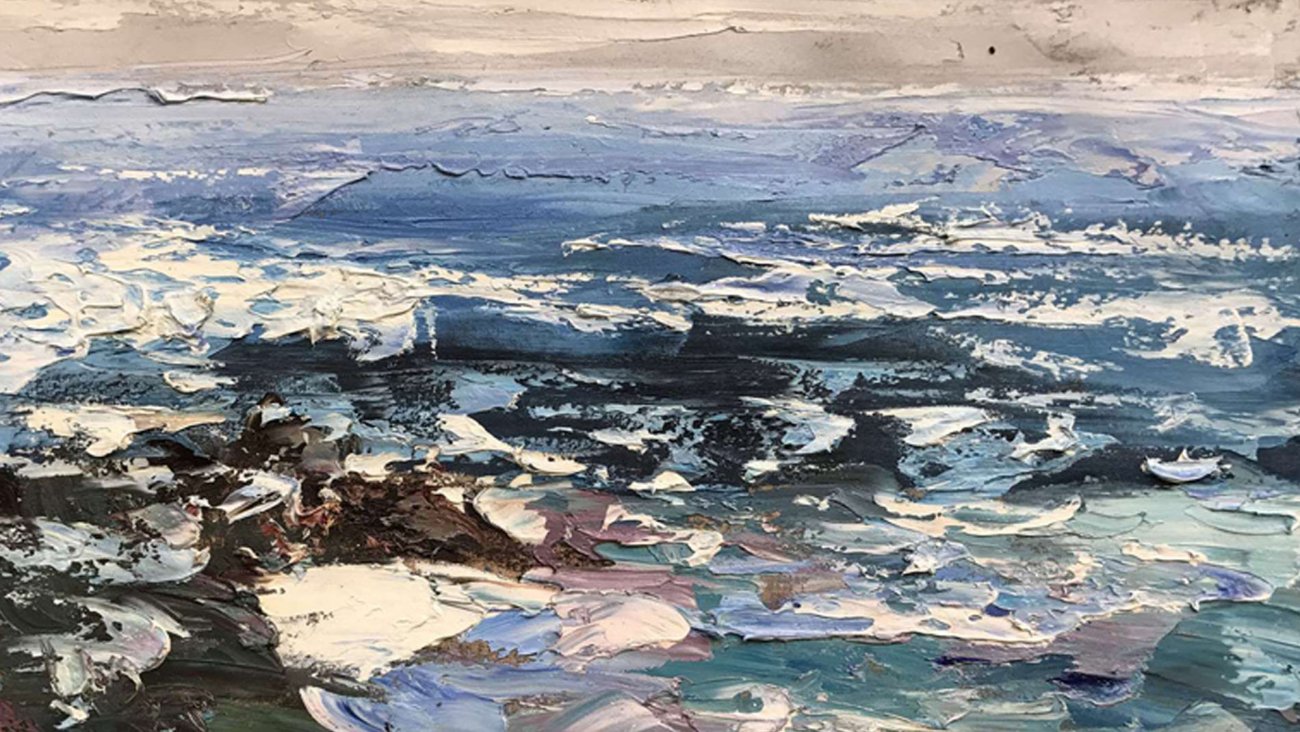 Картина на холсте 90х120 см "Волны - 2" EVENHOME КАРТИНЫ МАСЛОМ 129947 Голубой;серый  - Вид №2