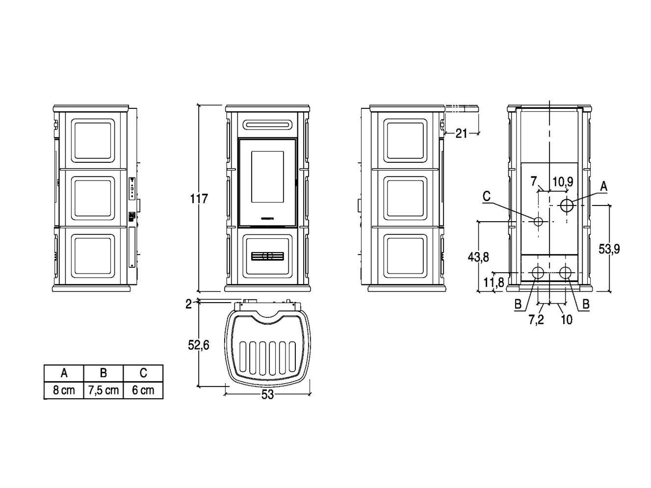 Печь на гранулах из фаянса Piazzetta Premium Plus ARCH-00112262 - Вид №2