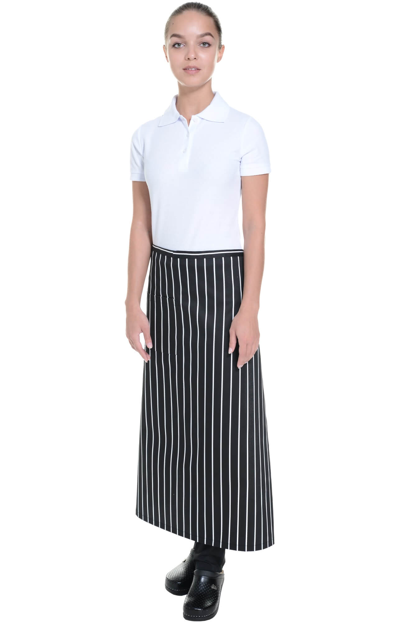 60352 Фартук удлиненный MixColor BLACK (черный/белая полоска) HORECA  Одежда для официантов  размер  - Вид №2