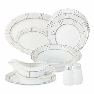 Сервиз обеденный фарфоровый белый с серебром на 6 персон, 27 предметов "Шенонсо" ANNA LAFARG EMILY ШЕНОНСО 00-3946665 Белый;серебро