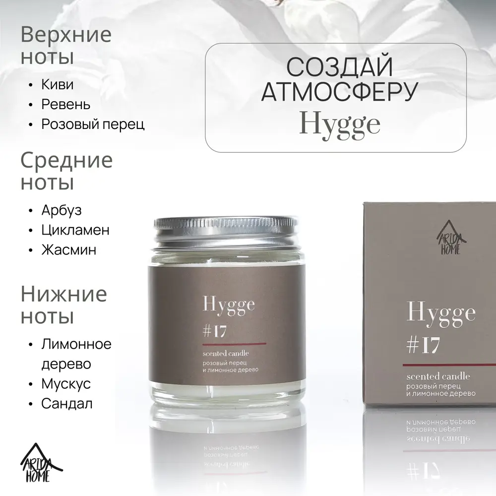 Свеча в стакане ароматизированная Arida Home Hygge N17 Розовый перец и лимонное дерево STLM-2049818 - Вид №2