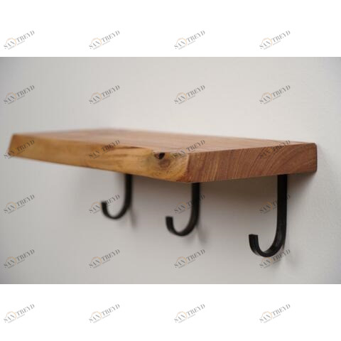 Полочка с крючками из массива 400мм SHELF-400KHOOK Белый ORANGE sun-id-1516970