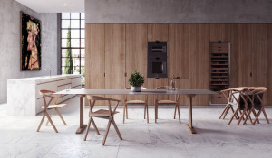 Прямоугольный стол из алюминия и дерева