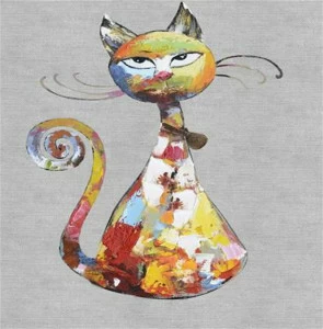 Картина на холсте 100х100 см "Кошка" EVENHOME КАРТИНЫ МАСЛОМ 129798 Белый;желтый;серый;разноцветный