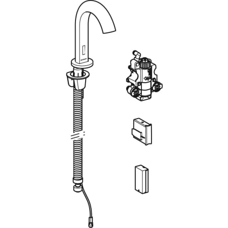 116.188.21.1 Смеситель для раковины Geberit Piave, вертикальный монтаж, питание от батарей, с функциональным блоком для скрытого монтажа Geberit  - Вид №5