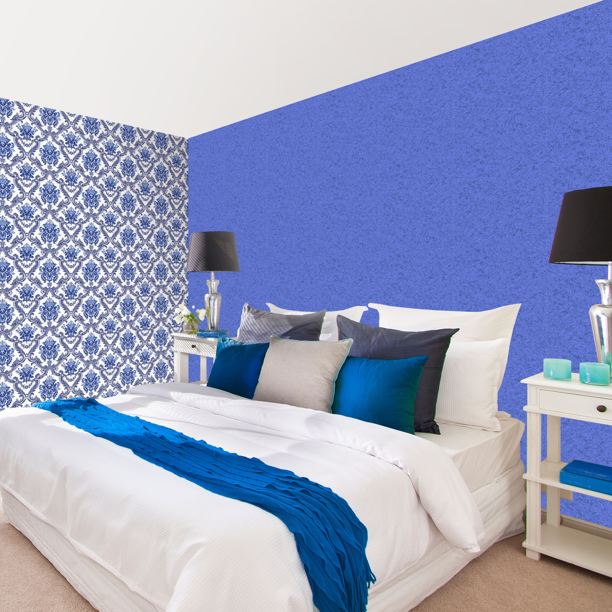 17128801 Обои виниловые синие 0.53 м 10027-66 Классика дамаск Santreyd  - Вид №3