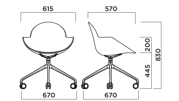 Вращающееся кресло из полипропилена с колесами Infiniti Cookie ARCH-00102777 - Вид №1