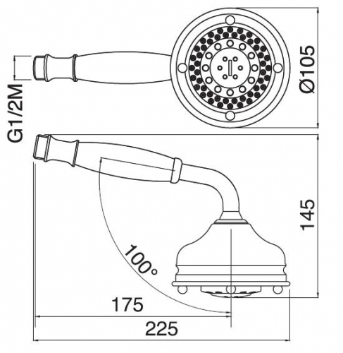 Ручной душ MIGLIORE Ricambi ML.RIC-33.111.CR - хром  - Вид №1