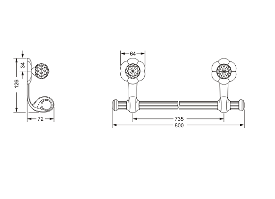 Полотенцедержатель JOERGER Florale Crystal 600.00.040.000-AA - Вид №1