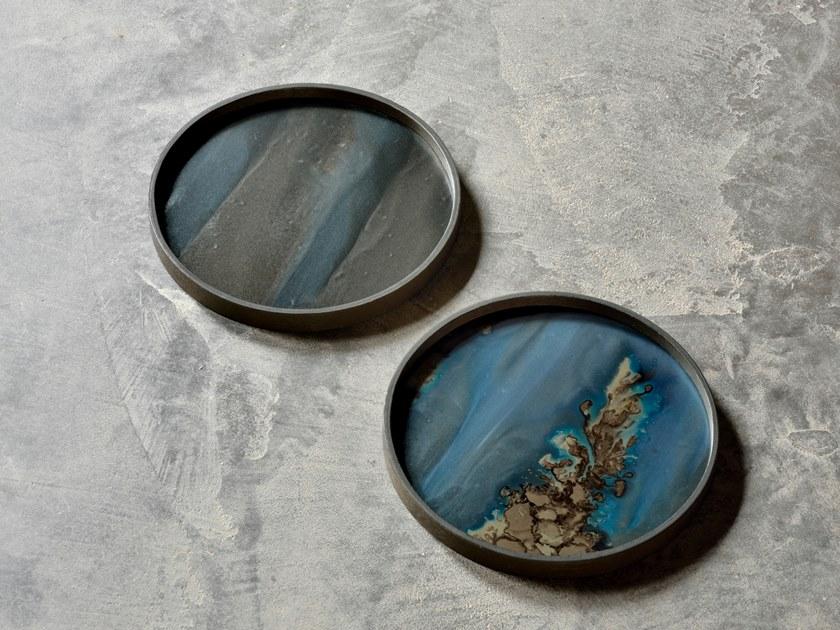 Ethnicraft Круглый поднос из дерева и стекла Linear flow 20924 - Вид №2