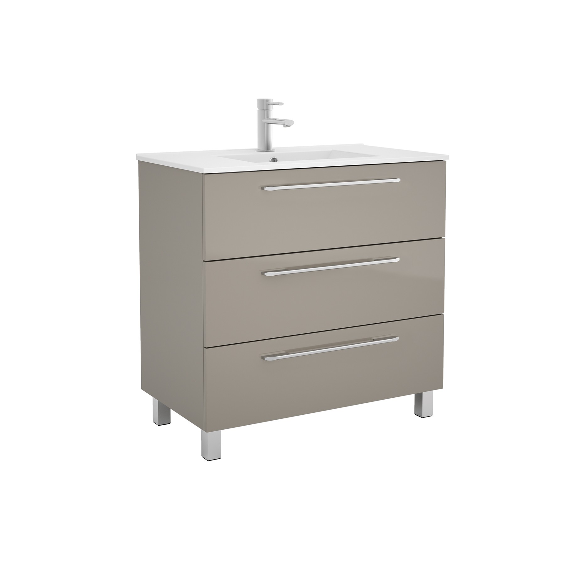 26593 SALGAR Мебель для умывальника FUSSION CHROME 900 3 ящика GLOSS TAUPE 897 x 868 x 450 мм Глянцево-серо-коричневый - Вид №1