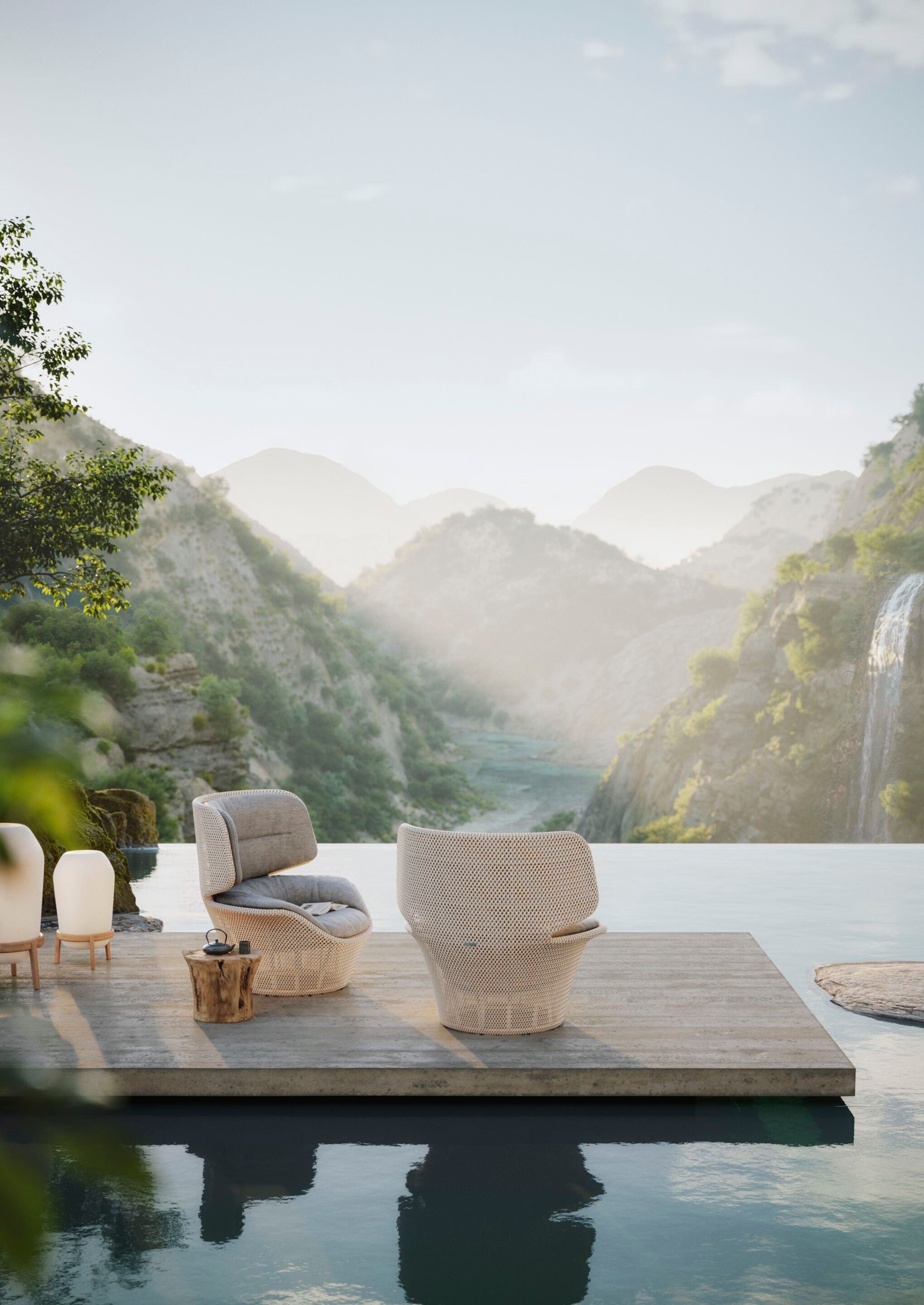 Садовое кресло из волокна и ткани с высокой спинкой DEDON SEASHELL GRAND ARCH-00034833 - Вид №6