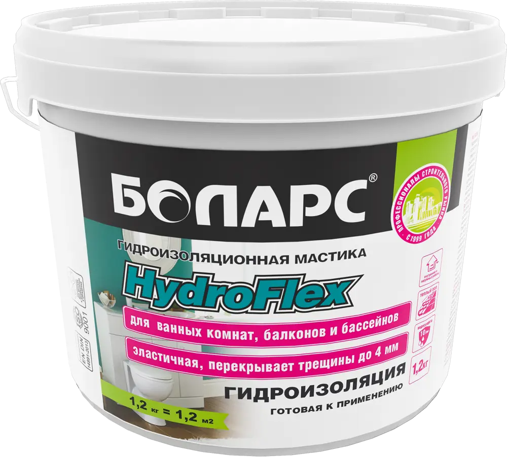 16843299 Гидроизоляция полимерная Боларс HydroFlex 1.2 кг STLM-0007206