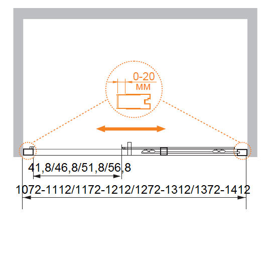 Душевая дверь в нишу CEZARES PORTA-D-BF-1-120-C-Cr - Вид №2