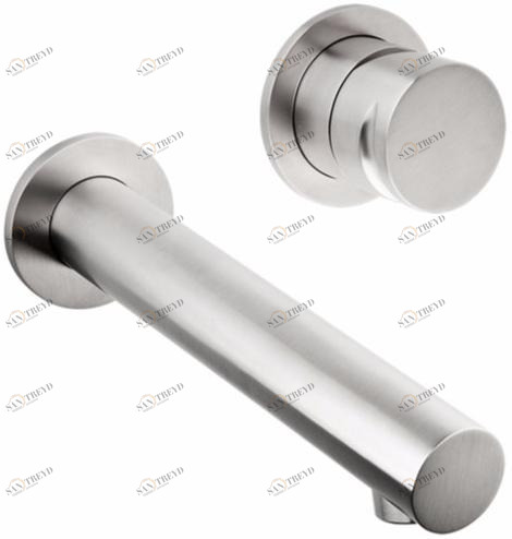 MINA Настенный однорычажный смеситель для раковины на 2 отверстия из нержавеющей стали Giotto G2750+7450