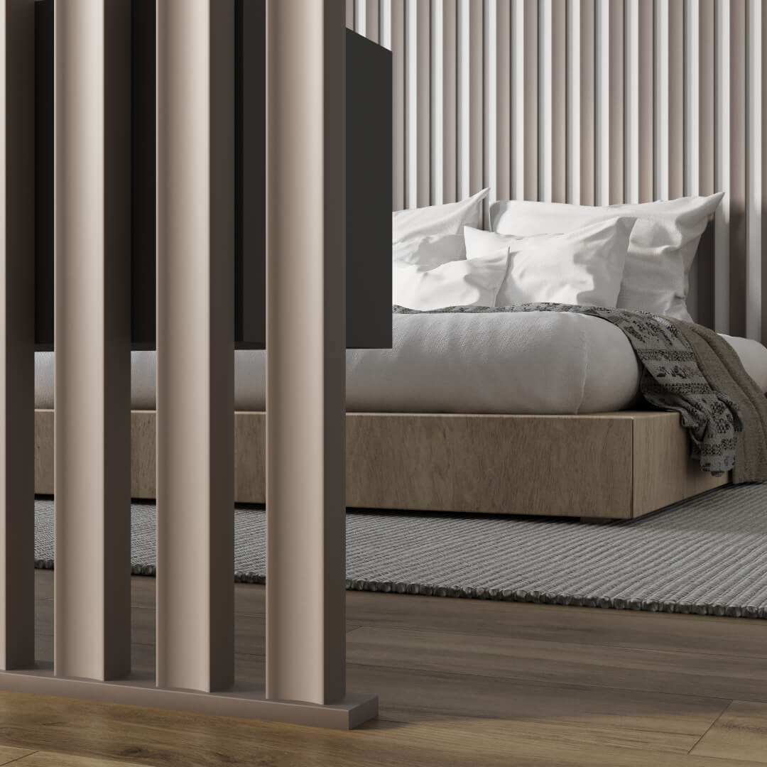 Интерьерная Рейка МДФ STELLA Планкен Рекесс De Luxe Sandgrau 19*50*2700 (уп.4 шт.) STSR-837 - Вид №7