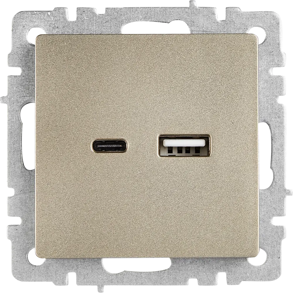 Розетка USB встраиваемая IEK Brite РЮ11-1-БрШ цвет шампань 87761641 STLM-2056700  - Вид №1