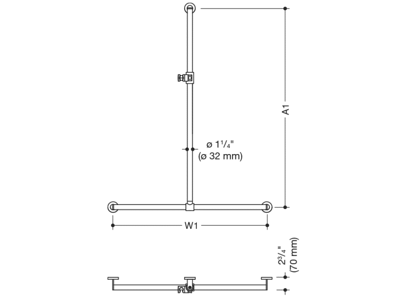 900.35.4S2XA Поручень для душа с выдвижным держателем для душа (ada) HEWI USA Produkte  - Вид №1