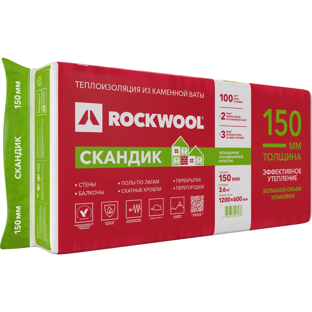 Утеплитель Роквул Скандик 150 мм 5 шт 600x1200 мм 3.6 м² 17829501 STLM-2016267  - Вид №2