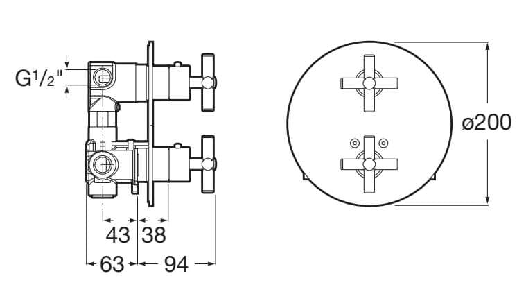 Хромированный латунный термостатический встраиваемый смеситель для душа Roca лофт ARCH-00097555 - Вид №1