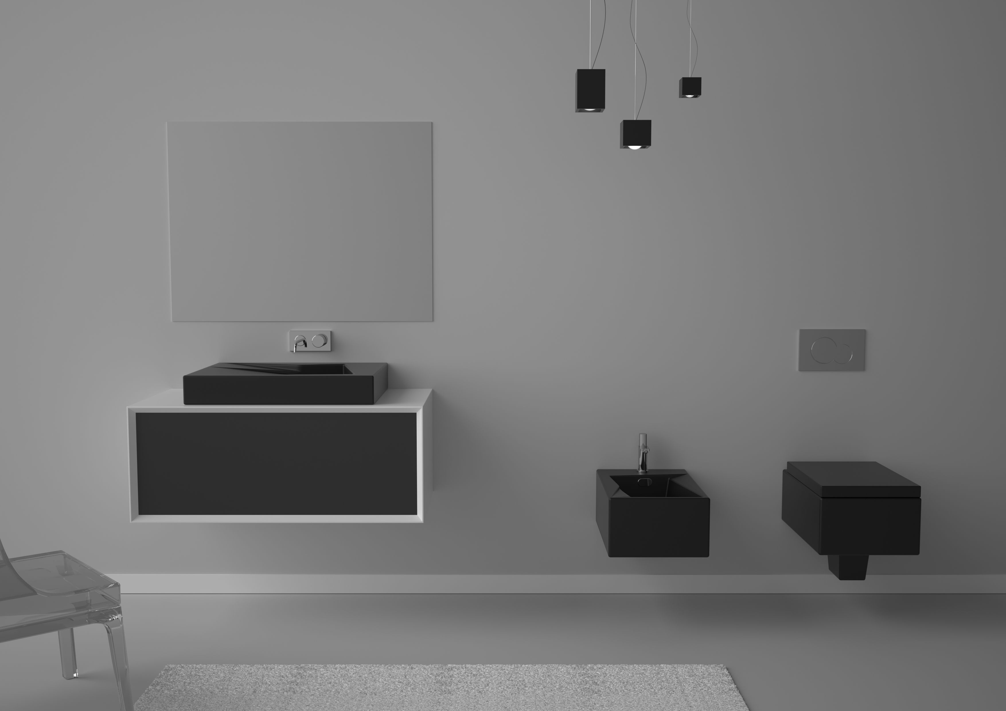 Подвесной шкаф для умывальника из МДФ с столешницей из смолы и ящиками GSG Ceramic Design Милан ARCH-00076853 - Вид №1