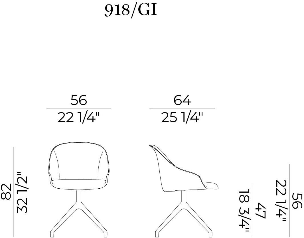 Potocco Поворотное кожаное кресло с подлокотниками Lyz 918 gi - Вид №2