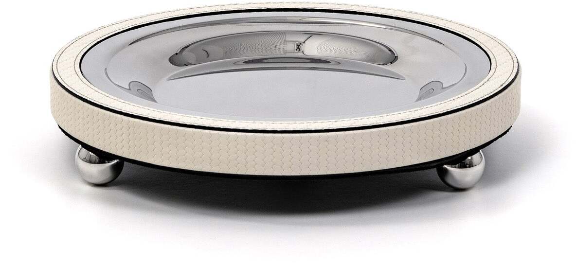 Подставка для фруктов Zoe - Ø 26,5XH5 см / плетеная кожа_серо-коричневый