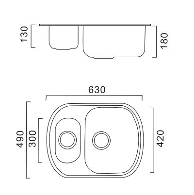 HBD4963T Кухонная мойка , сталь микродекор Haiba  - Вид №2