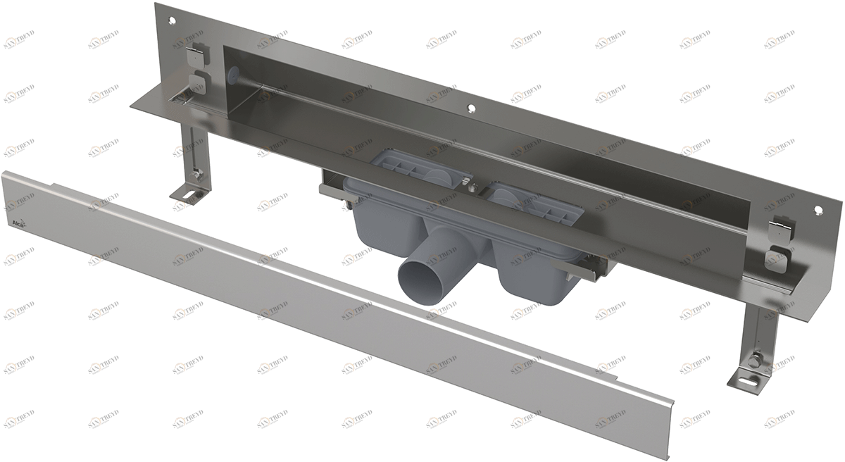Дренажная система для монтажа в стену, накладная панель нержавеющая сталь-глянец ALCAPLAST APZ5SPAEDEN