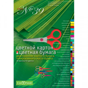 11-430-71 Набор №39 А4- 28.8 х 19.5 см 30 л. 50 цв. цветные двусторонние картон и бумага, тонированная в массе бумага Альт