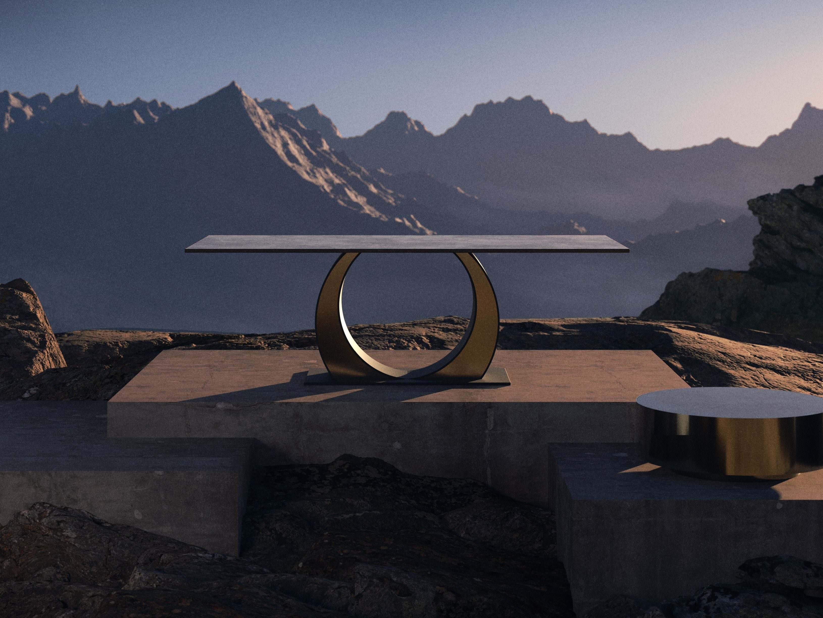 Прямоугольный стол со стальным основанием и кварцевым верхом ORO NERO Collection Eclipsy ARCH-00023523 - Вид №1