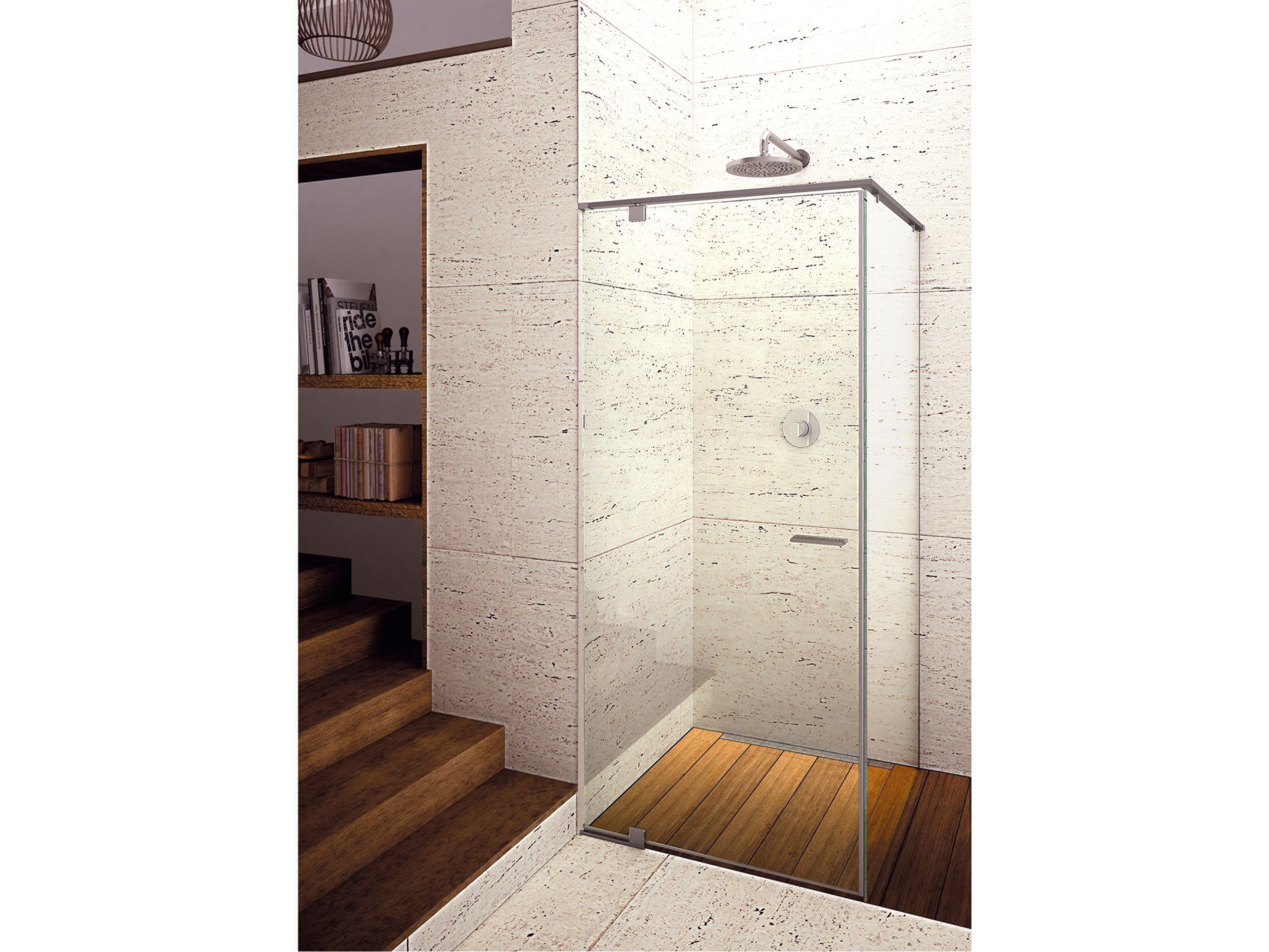 Стеклянная угловая душевая кабина с распашной дверью Provex Industrie Iunix ARCH-00028744 - Вид №1