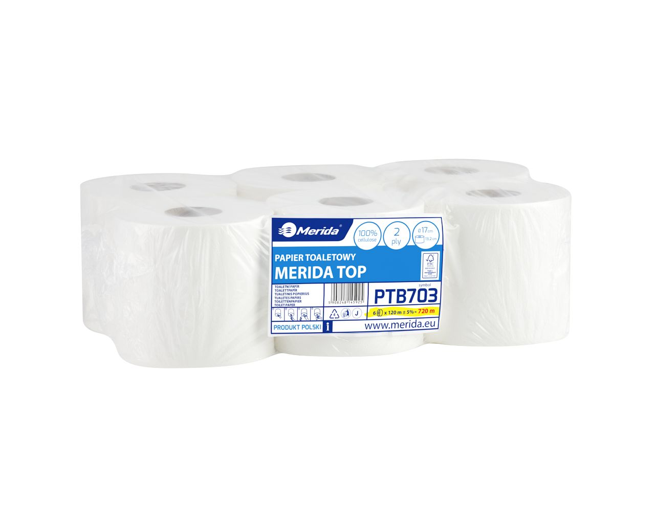 PROMO120 Контейнер для туалетной бумаги CENTER PULL белый за 50 злотых нетто при покупке 2 упаковок туалетной бумаги TOP PTB703 Merida  - Вид №2