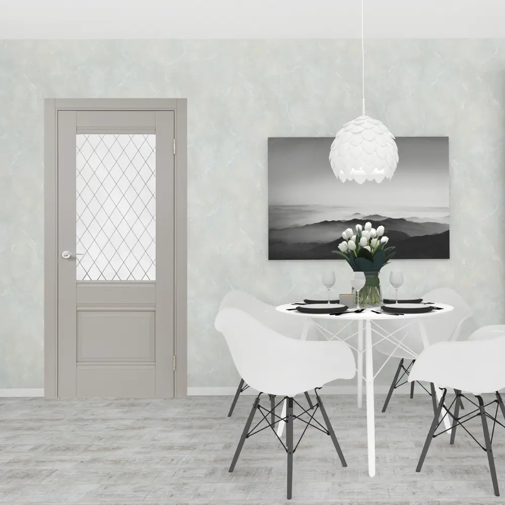 Комплект двери Классико-43 со стеклом 80x200 см Hardflex серый с добором 100 мм PORTIKA STLM-2205203 - Вид №1