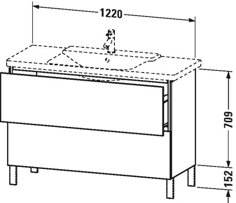 LC660304343 Тумбочка напольная L-Cube #LC6603 1220 x 481 мм Базальт матовый, декор Duravit - Вид №2