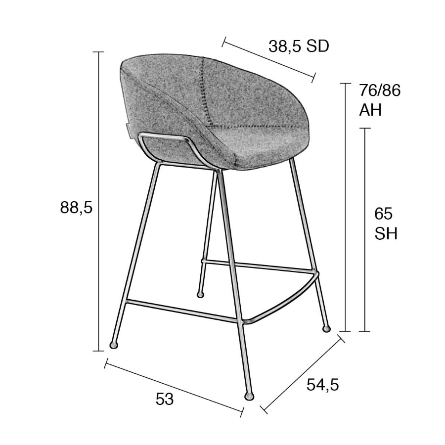 Табурет высокий Feston серый Zuiver 1500063 - Вид №12