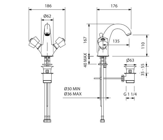 Смеситель для раковины с одним отверстием и автоматическим сливом Park Avenue Белый ARCH-00112445 - Вид №2