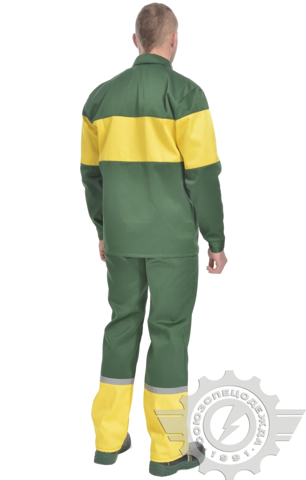69967 Костюм "Ударник" темно-зеленый-желтый с СВП  Летняя спецодежда  размер 60-62/182-188  - Вид №4