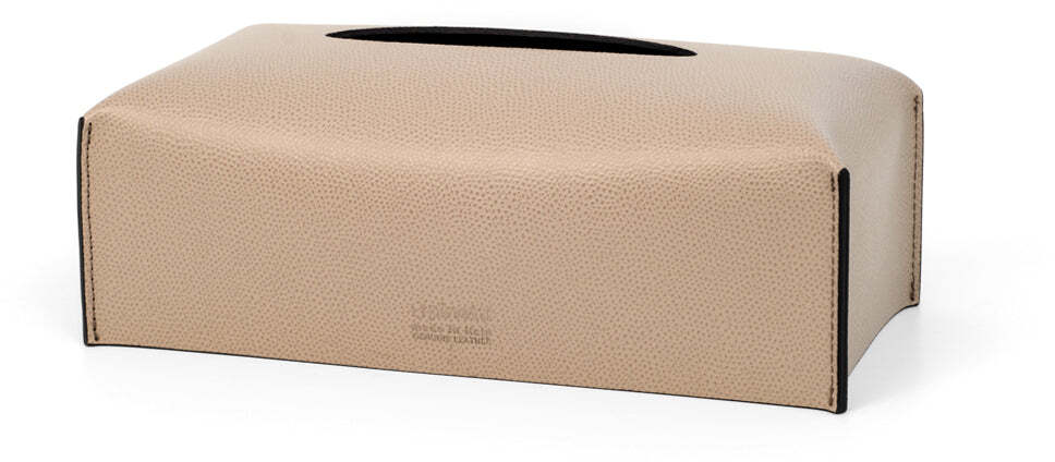 Мягкая прямоугольная коробка для салфеток - 24,7X12,7XH7,5 см / плетеная кожа_черный