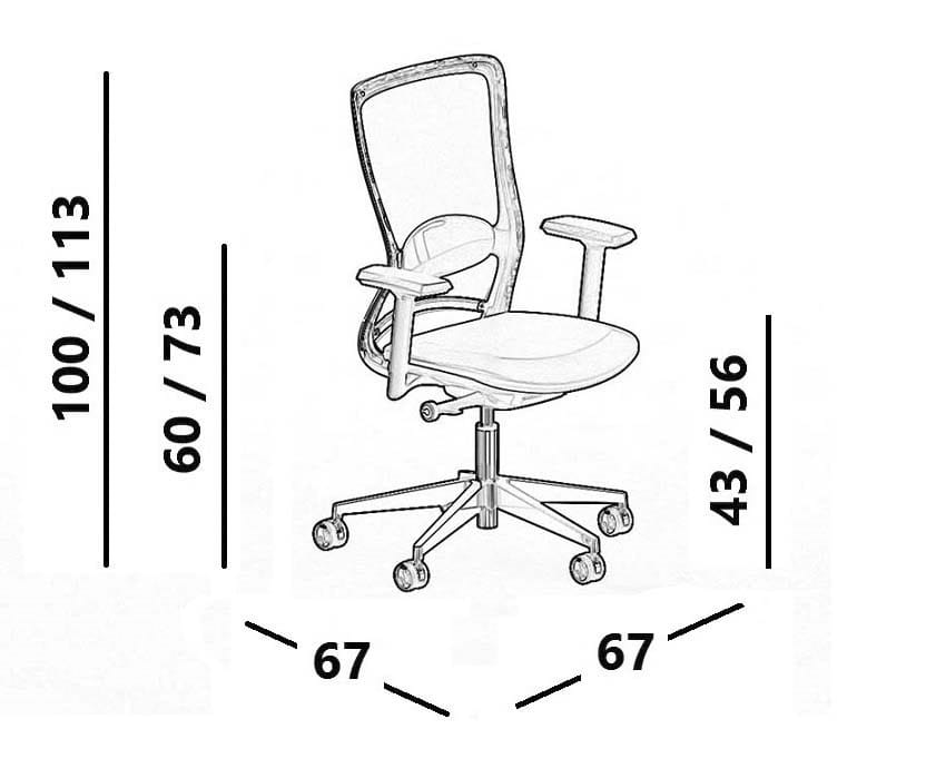 Офисное кресло с сетчатыми колесами и подлокотниками с 5 спицами Luxy ARCH-00020098 - Вид №12