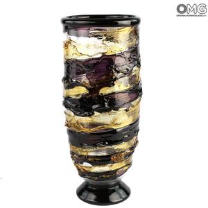 355 ORIGINALMURANOGLASS Ваза Арес - желто-черная - муранское стекло OMG 10 см