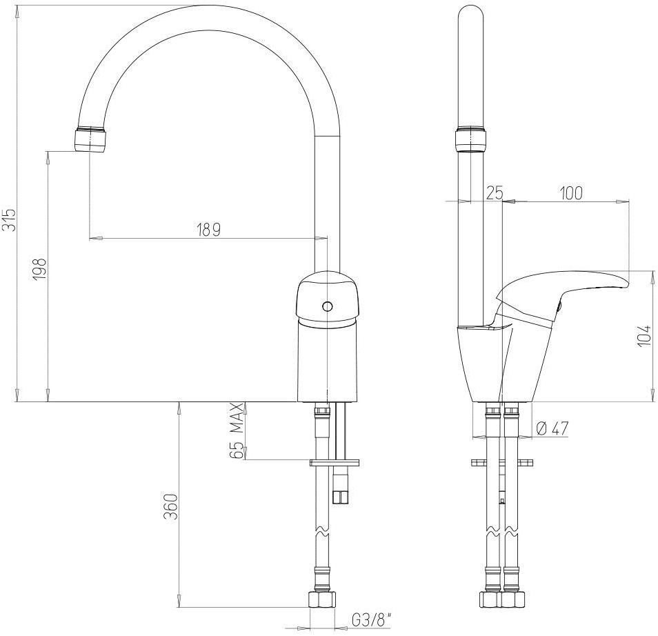 Paini Sicily 6344570PNLMKM смеситель для кухни - Вид №3