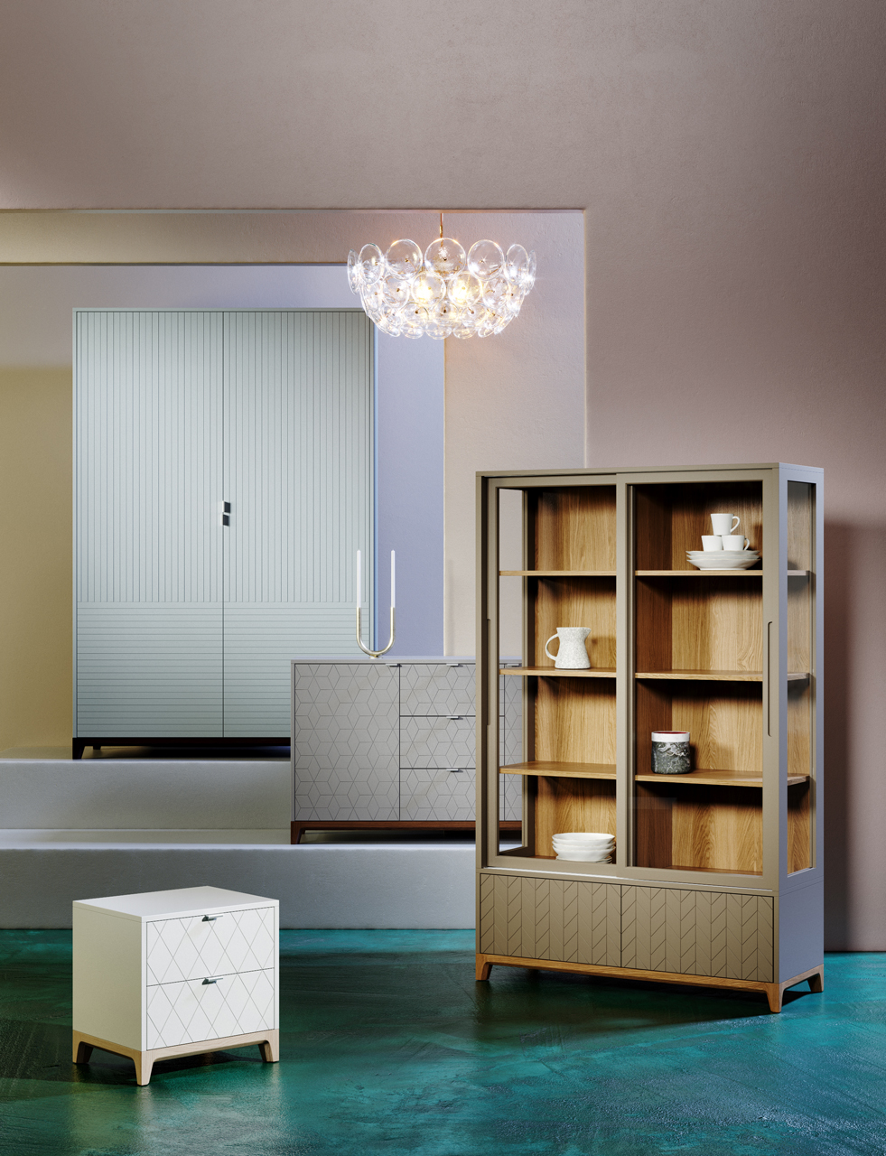 Шкаф распашной двухдверный молочный Case THE IDEA  210352 Дуб сонома;бежевый  - Вид №4