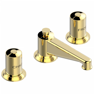 G2T-151M Смеситель устанавливаемый на борту раковины на три отверстия с донным клапаном. Для мрамора Thg-paris Faubourg metal Золото