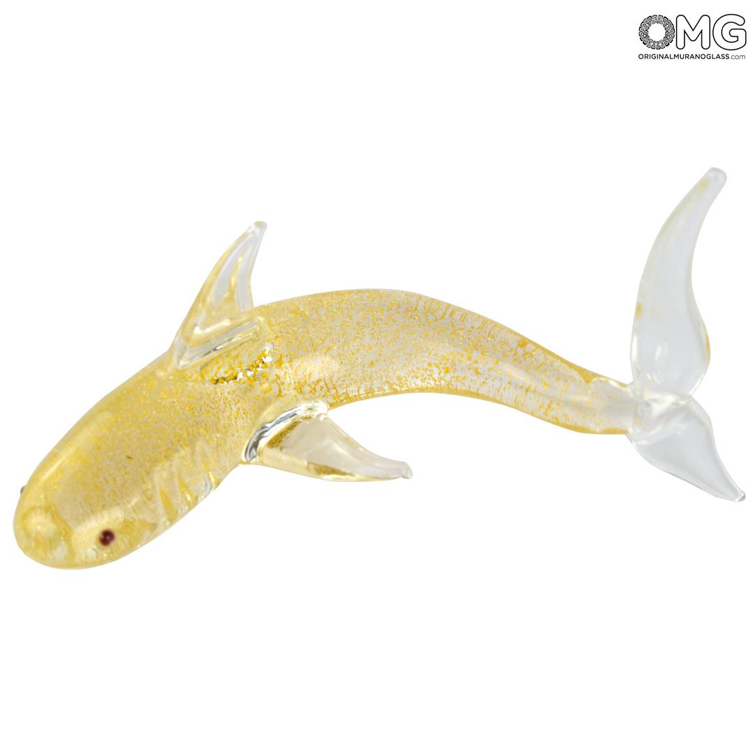 4466 ORIGINALMURANOGLASS Фигурка Золотая Акула - муранское стекло OMG 6 см  - Вид №1